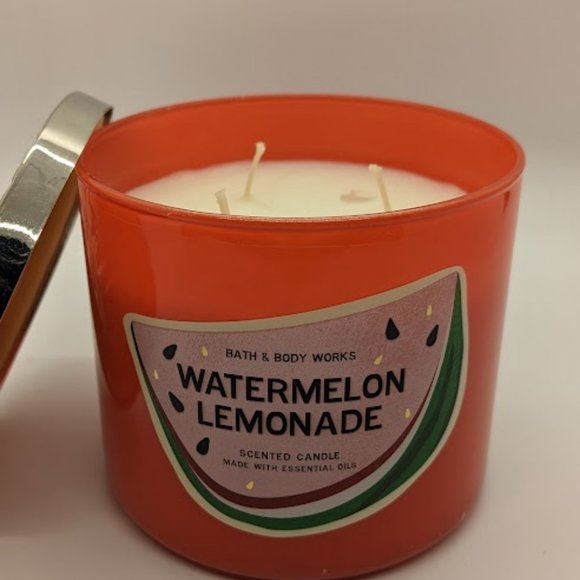 NEW - Bath & Body Works/White Barn Watermelon Lemonade 3 Wick Candle - Picture 4 of 4